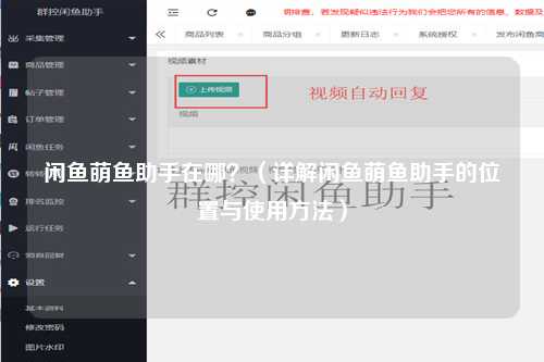 闲鱼萌鱼助手在哪？（详解闲鱼萌鱼助手的位置与使用方法）