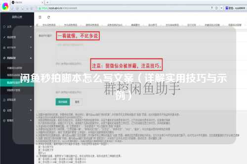 闲鱼秒拍脚本怎么写文案（详解实用技巧与示例）