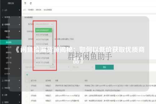 《闲鱼捡漏货源揭秘：如何以低价获取优质商品》