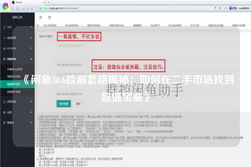 《闲鱼36.6捡漏套路揭秘：如何在二手市场找到超值宝藏》