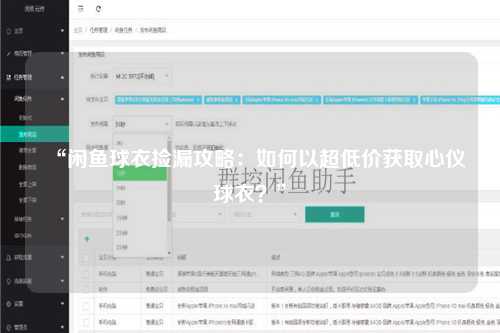 “闲鱼球衣捡漏攻略：如何以超低价获取心仪球衣？”