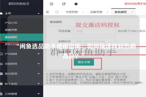“闲鱼选品助手使用指南：如何快速找到热销商品？”